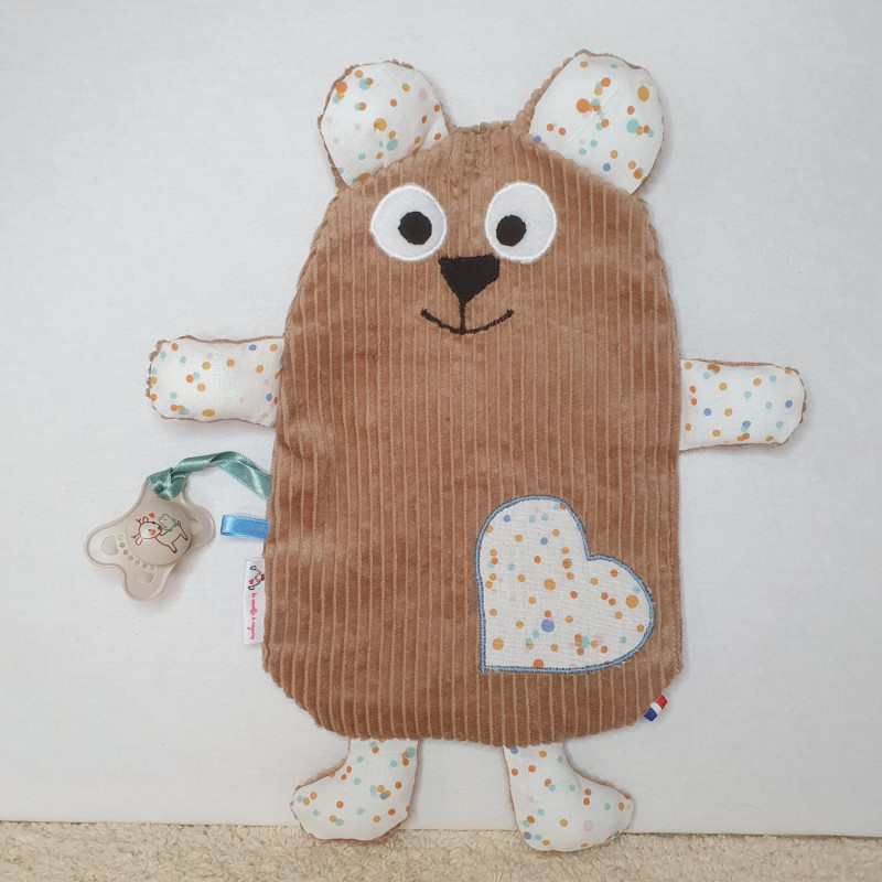 doudou ours plat beige vue de face