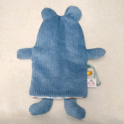 doudou ours bleu clair Odilon vue de dos