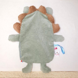 doudou plat lion vert clair Raymond vue de dos