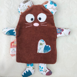 doudou peluche souris velours brique Viviane vue de face