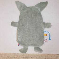 doudou peluche loup velours vert clair Lucien vue de dos