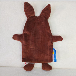 doudou peluche loup velours brique Garou vue de dos