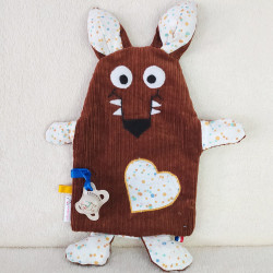 doudou peluche loup velours brique Garou vue de face