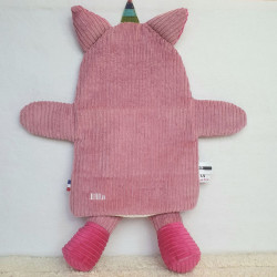 doudou peluche licorne velours vieux rose et fuchsia Ella vue de dos