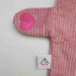 doudou peluche licorne velours vieux rose et fuchsia Ella détail étiquette