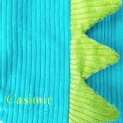 doudou peluche dinosaure dino velours turquoise vert citron Casimir détail crête dorsale