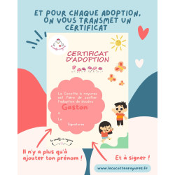 Chaque doudou est livré avec son certificat d'adoption.