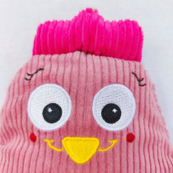 doudou peluche poule cocotte velours vieux rose Rosine détail visage rigolo