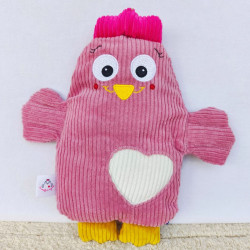 doudou peluche poule cocotte velours vieux rose Rosine vue de face