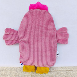 doudou peluche poule cocotte velours vieux rose Rosine vue de dos