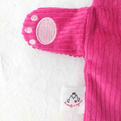 doudou peluche souris souricette velours fuchsia vieux rose Agathe détail étiquette