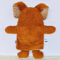 doudou peluche chien chiot velours caramel beige Benjamin vue de dos