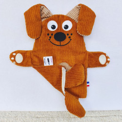 doudou peluche chien chiot velours caramel beige Benjamin marionnette