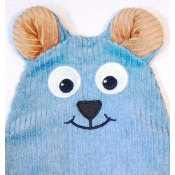 doudou peluche ours ourson velours bleu clair beige Patrice détail visage rigolo