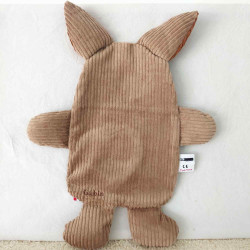 doudou peluche loup velours beige et caramel Gabin vue de dos