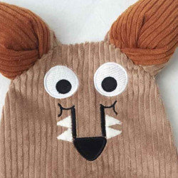 doudou peluche loup velours beige et caramel Gabin détail visage rigolo