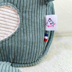 cartable sac à dos maternelle chat détail étiquette et ruban bleu blanc rouge