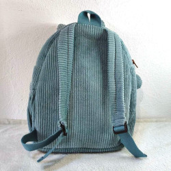 cartable sac à dos maternelle chat chaton velours vert clair dos