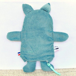 doudou peluche chat chaton velours vert clair Vivien vue de dos