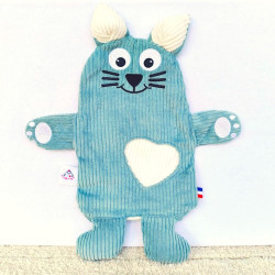doudou peluche chat chaton velours vert clair Vivien vue de face