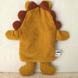 doudou lion Alexis velours moutarde et caramel vue de dos