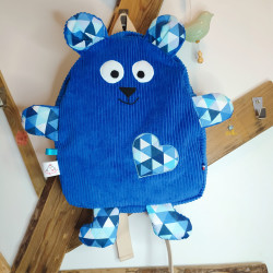 Sac à dos ourson bleu cobalt triangles