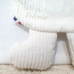 doudou souris Sidonie velours blanc et rose prénom norme CE