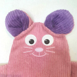doudou souris Rosalie velours côtelé vieux rose et violet détail visage