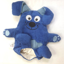 doudou peluche chien velours bleu cobalt bleu clair Hector