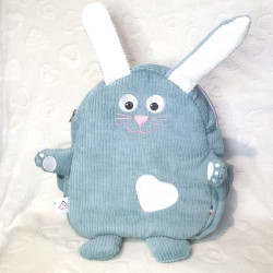 cartable sac à dos maternelle lapin velours vert clair face