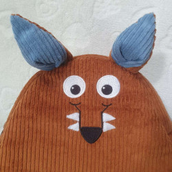 cartable sac à dos maternelle loup velours caramel détail visage rigolo