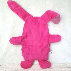 doudou Lapin Fleur velours fuchsia et vieux rose vue de dos