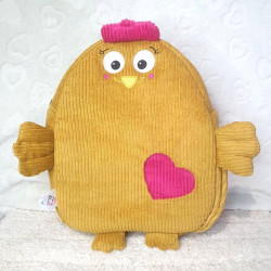 cartable sac à dos maternelle cocotte velours moutarde et fuchsia vue de face