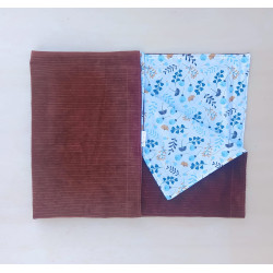 Couverture velours brique imprimé fleurs