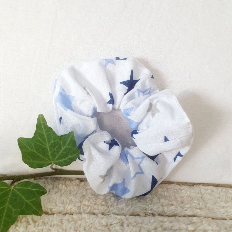 Chouchou tissu étoiles bleues