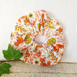 Chouchou tissu renards oranges