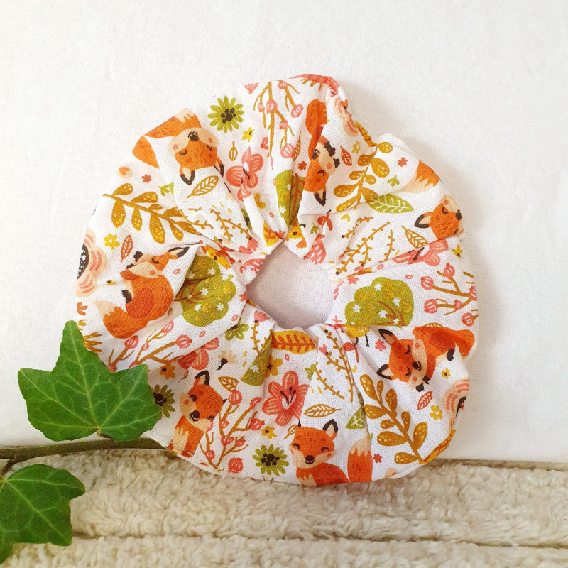Chouchou tissu renards oranges