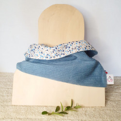 Snood Bleu clair et fleurs bleues