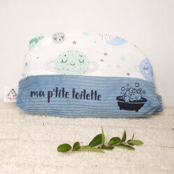 Trousse de toilette bleu clair et planètes