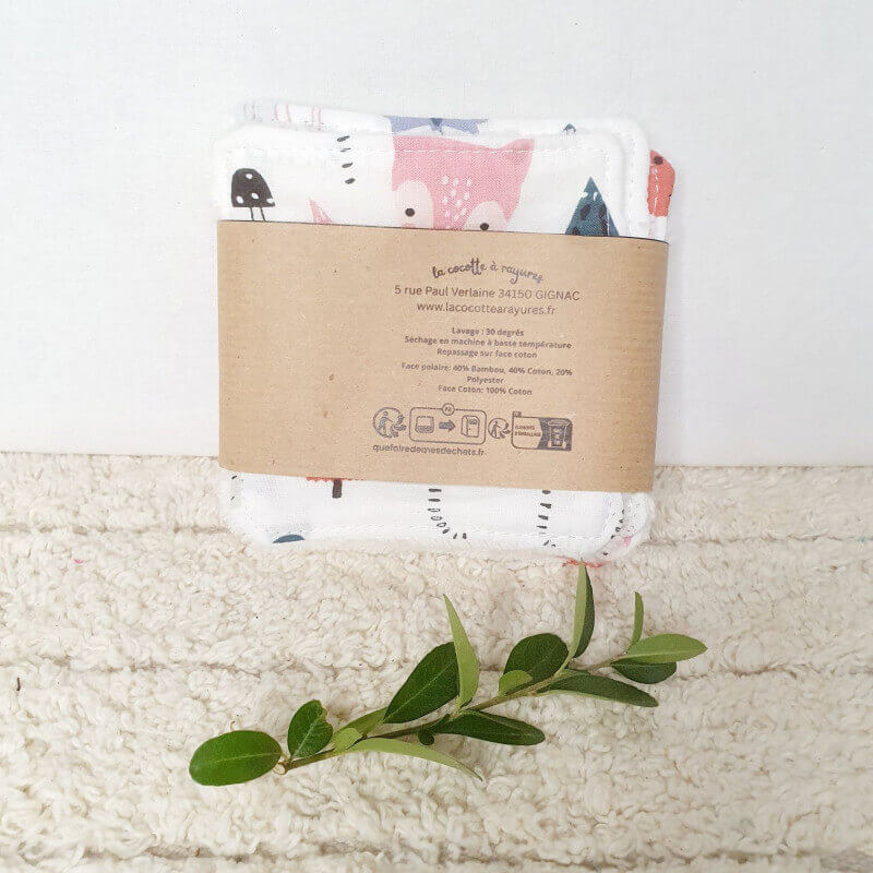 Lot de 5 lingettes lavables forêt d'hiver