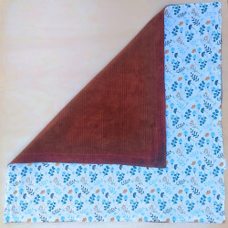 Couverture velours brique imprimé fleurs