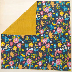 Couverture velours moutarde imprimé oiseaux