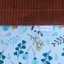 Couverture velours brique imprimé fleurs