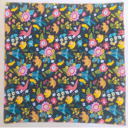 Couverture velours moutarde imprimé oiseaux