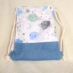 Sac à cordons bleu clair planètes