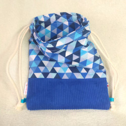 Sac à cordons bleu cobalt et triangles