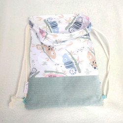 Sac à cordons vert clair et caméléons