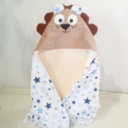 Cape de bain Lion beige étoiles